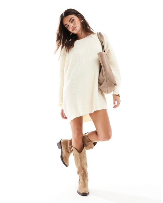 Miss Selfridge Natural – oversize-minikleid aus strick