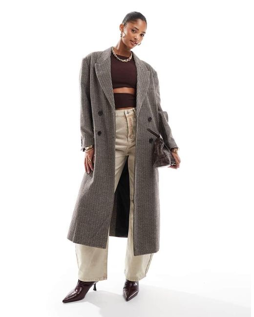 ASOS Behaaglijke Geruite Bouclé Dad Jas in het Brown