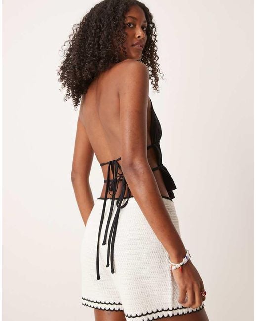 ASOS White Polyamide Ruched Waist Detail Halter Top