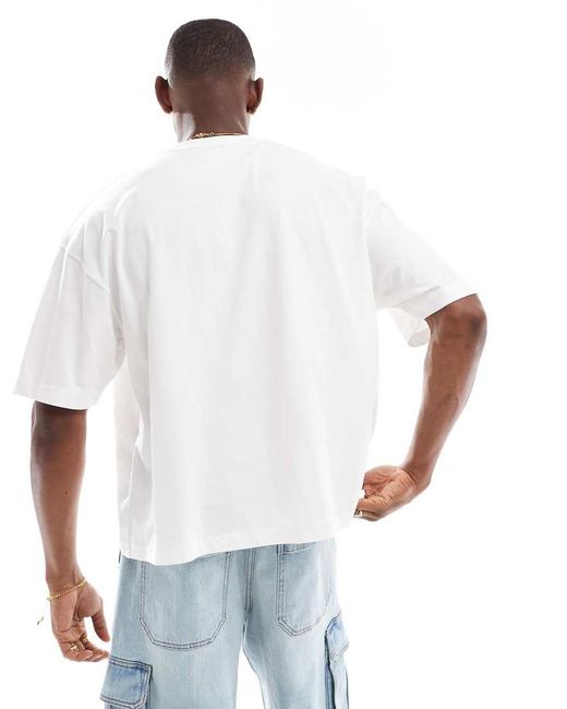 Camiseta Blanca De Corte Cuadrado Extragrande Con Estampado Gráfico Deportivo De -Blanco ASOS de hombre de color White
