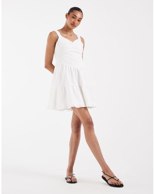 Vero Moda White Broderie Sleeveless Milkmaid Style Mini Dress