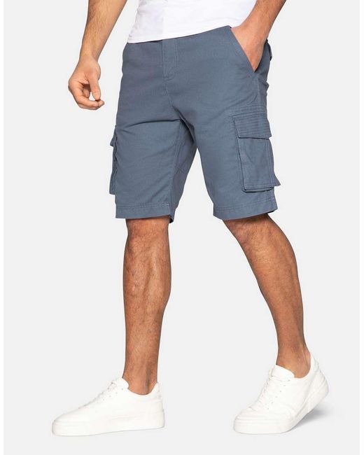 Threadbare Blue Cotton 'Bute' Cargo Shorts for men