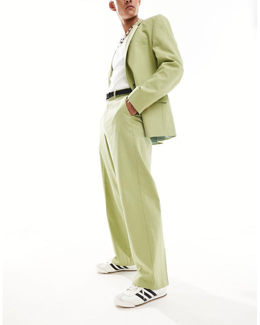 Pantaloni eleganti a fondo ampio di ASOS in Green da Uomo