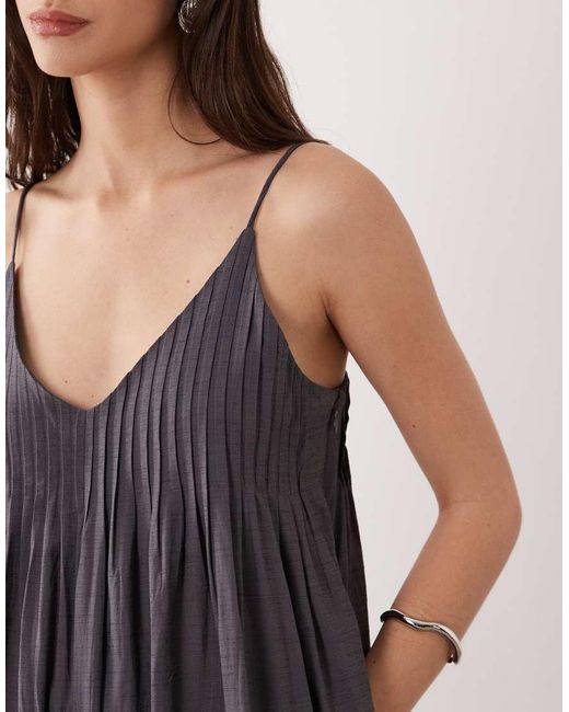 ASOS Gray Wide Leg Jumpsuit With Pintuck Detail