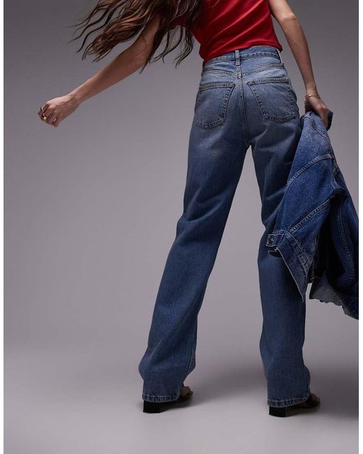 TOPSHOP Blue Straight Kort Jeans