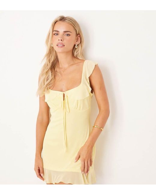ASOS Natural Asos Design Petite Mesh Double Frill Mini Tea Dress