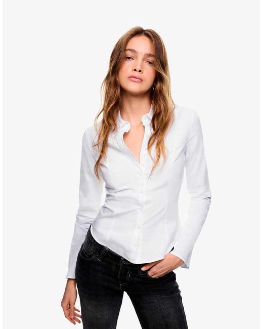 Bershka White Fitted Shirt With Flared Sleeves