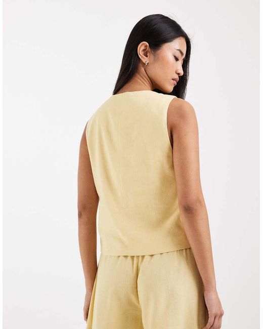 ONLY Natural Linen Blend Tailored Waistcoat Co-ord