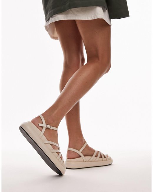Junior - sandali bianco sporco con suola flatform e fascette sottili di TOPSHOP in White
