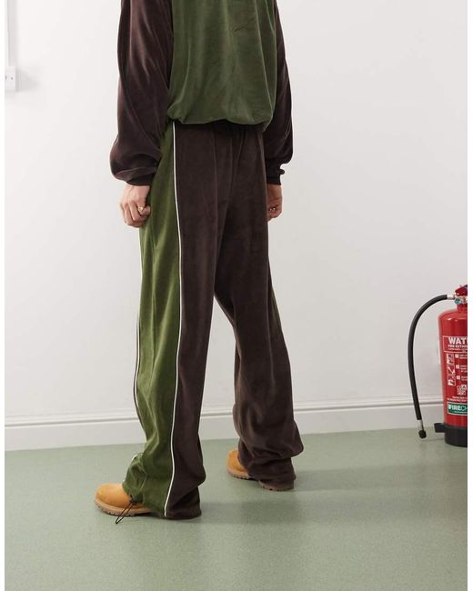 Collusion Green Velour Track Trackies for men