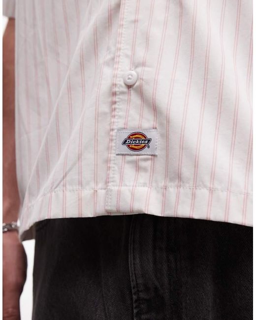 Dickies White Venedocia Short Sleeve Striped Shirt for men