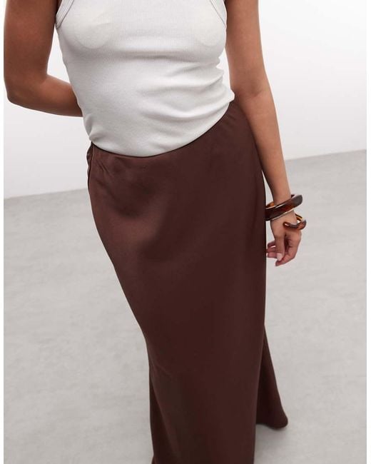 ASOS Purple Asos Design Petite Satin Bias Midi Skirt