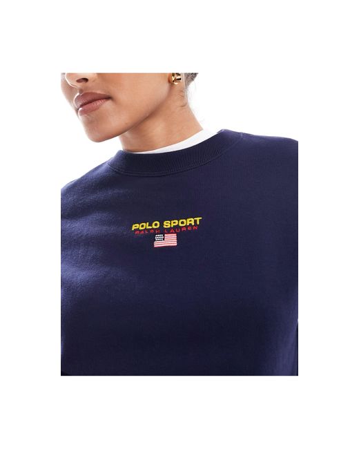 Polo Ralph Lauren Blue Sport Capsule Sweatshirt With Central Logo