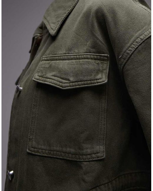 ARKET Gray Denim Jacket With Patch Pockets And Cinch Back