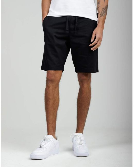 French Connection Blue Cotton-Linen Blend Drawstring Shorts for men