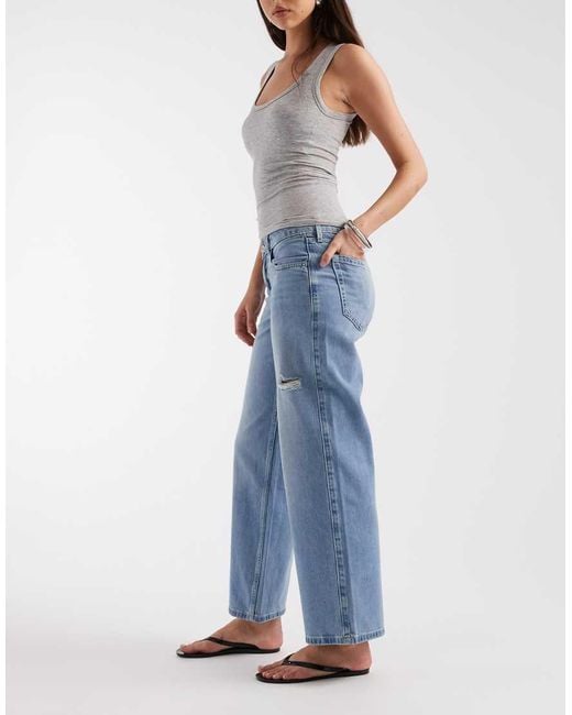 Hollister Blue Low Waist Ripped baggy Jeans