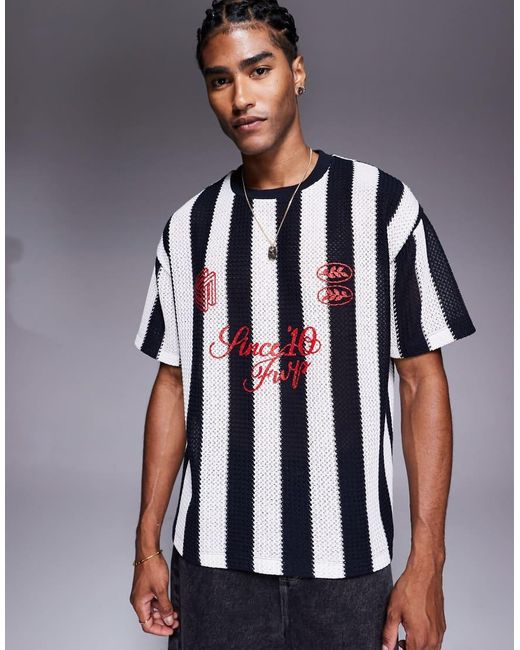 ASOS Oversized Gehaakt T-Shirt Met Sportprint in het Blue voor heren