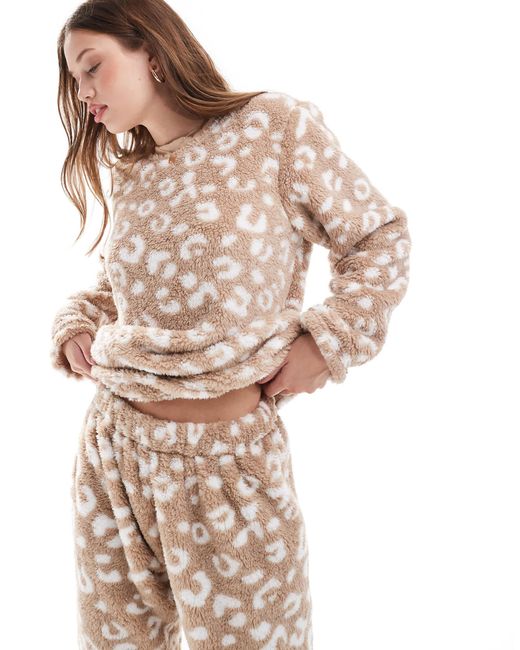 Loungeable Natural – zweiteiliger, kuscheliger teddystoff-pyjama