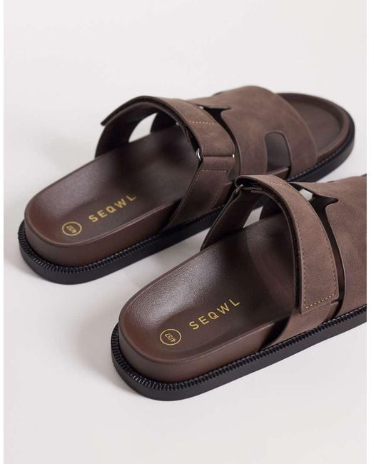 SEQWL Brown Kidman Sandals With Straps