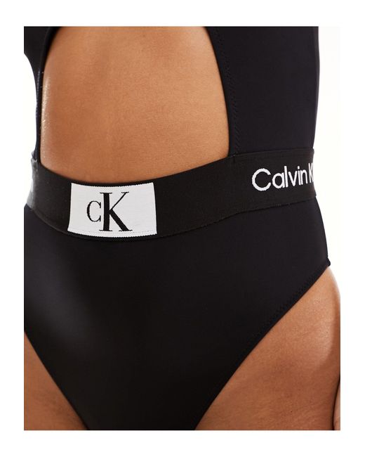 Calvin Klein Black – ck 96 – er badeanzug mit zierausschnitten