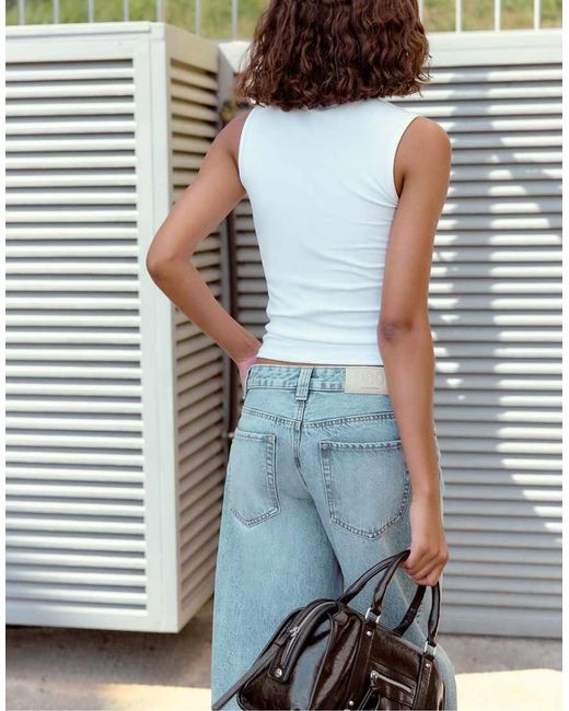 Stradivarius White Basic Sleeveless T-shirt