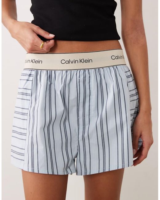 Calvin Klein Blue Heritage Cotton Logo Waistband Shorts
