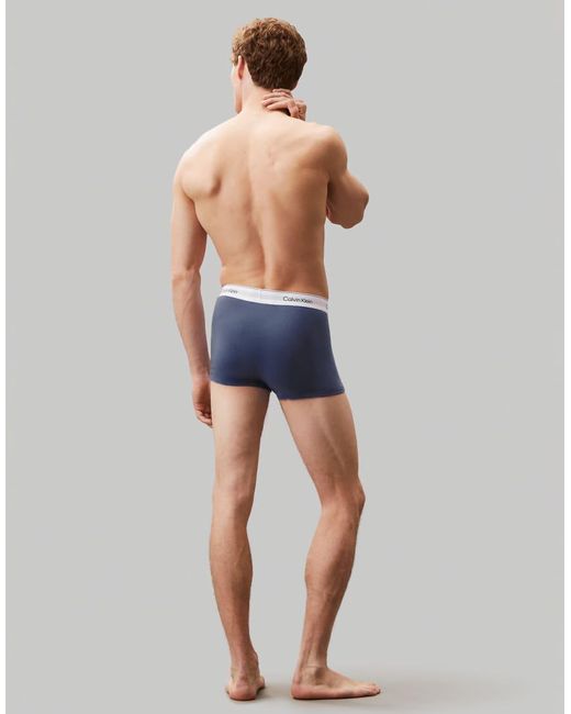 Pack De 3 Calzoncillos Reforzados De Color Lila, Gris Y Azul Marino Icon Cotton Stretch De Calvin Klein de hombre de color Blue