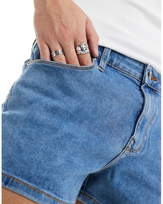 Pantaloncini super skinny lavaggio chiaro di ASOS in Blue da Uomo