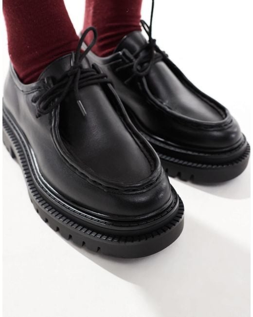 Pull&Bear Black Chunky Lace Up Loafers