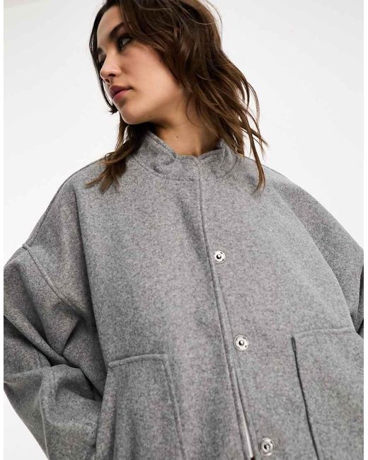 Noisy May Gray Brushed Bomber Jacket