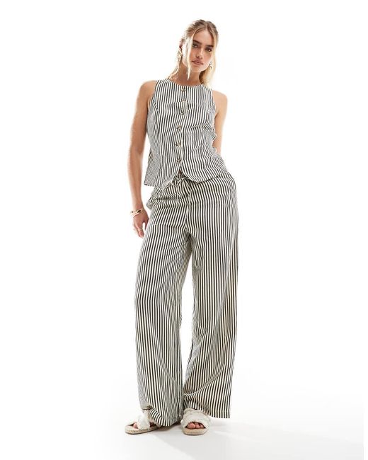 Pantaloni A Fondo Ampio Neri A Righe di New Look in Gray