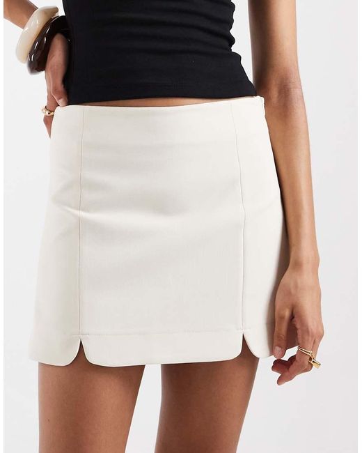 ASOS White Mini Skirt With Notch Hem Details
