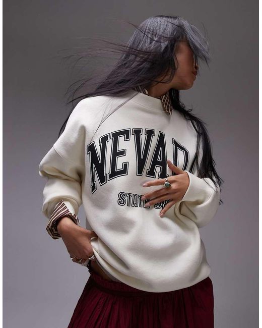 TOPSHOP Gray Graphic Nevada Oversized Sweat