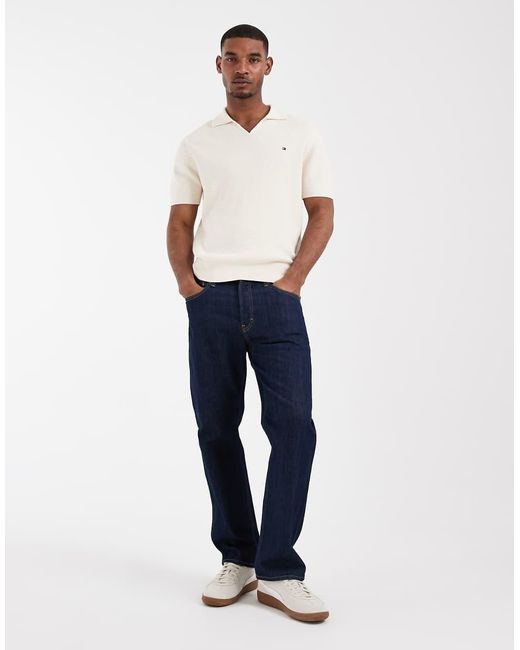 Tommy Hilfiger Natural Textured V-Neck Collared Sweater Top for men