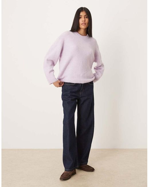Gina Tricot Purple Alpaca Crew Neck Knitted Wool Alpaca Sweater