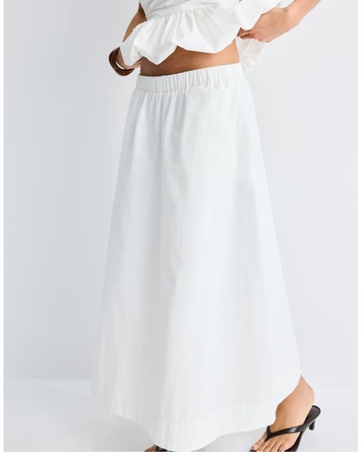 Stradivarius White Poplin Layered Skirt