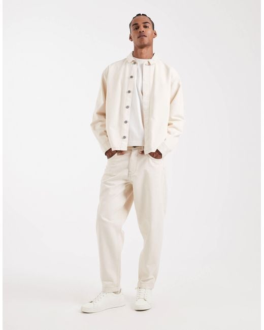 ASOS Natural Circular Design Collection Co-ord Relaxed Tapered Jeans for men