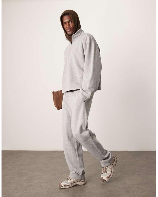 Sudadera Gris Jaspeado Extragrande Con Cuello Subido Y Cremallera De ASOS de hombre de color Gray