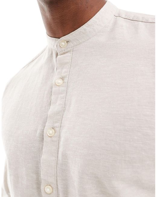 Jack & Jones White Overhead Linen Shirt for men