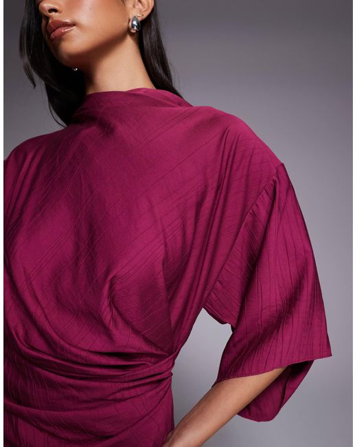 ASOS Purple Textured Drape Skirt Maxi Dress With Split Detail