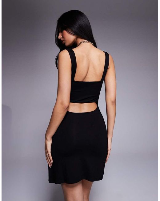 ASOS Blue Square Neck Softline Mini Dress With Drape Back