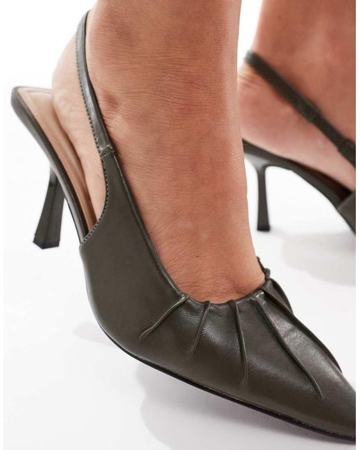 SEQWL White Salado Ruched Detail Slingback Heels
