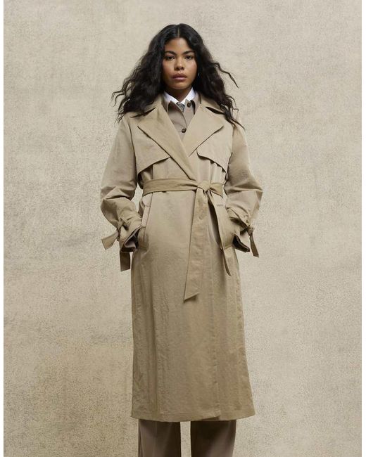 River Island Natural Relaxed Wrap Trench Coat