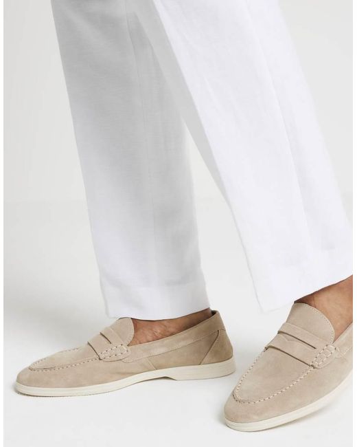 River Island White Suede Loafers for men
