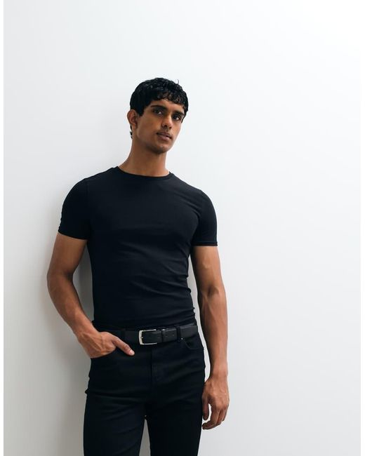 ASOS Blue Essentials Muscle Fit T-shirt for men