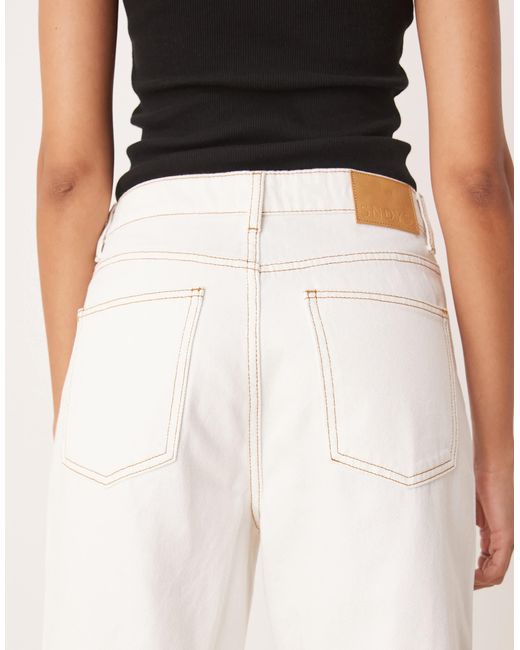 SNDY'S Natural High Waisted Straight Leg Contrast Stitch Jeans Co-Ord