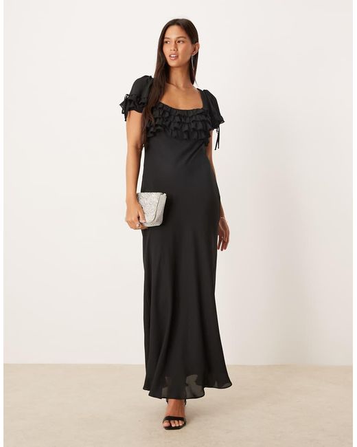 ASOS Black Ruffle Bust Cami Maxi Dress