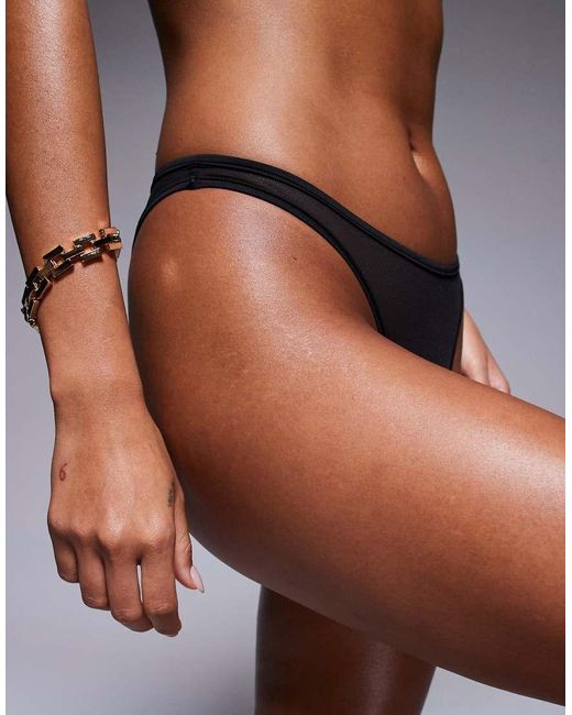 Braguitas Brasileñas Negras De Pernera Alta De Malla Con Ribete De Satén Lennox De ASOS de color Brown