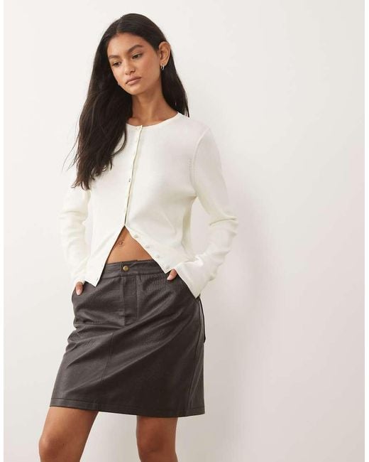 Barney's Originals Natural Crocodile Embossed Real Leather Skirt