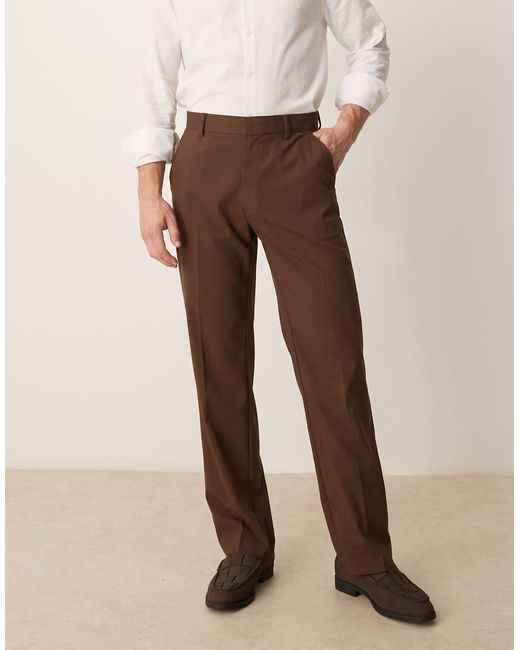 Pantalones De Vestir Marrones De Pernera Recta De ASOS de hombre de color Natural